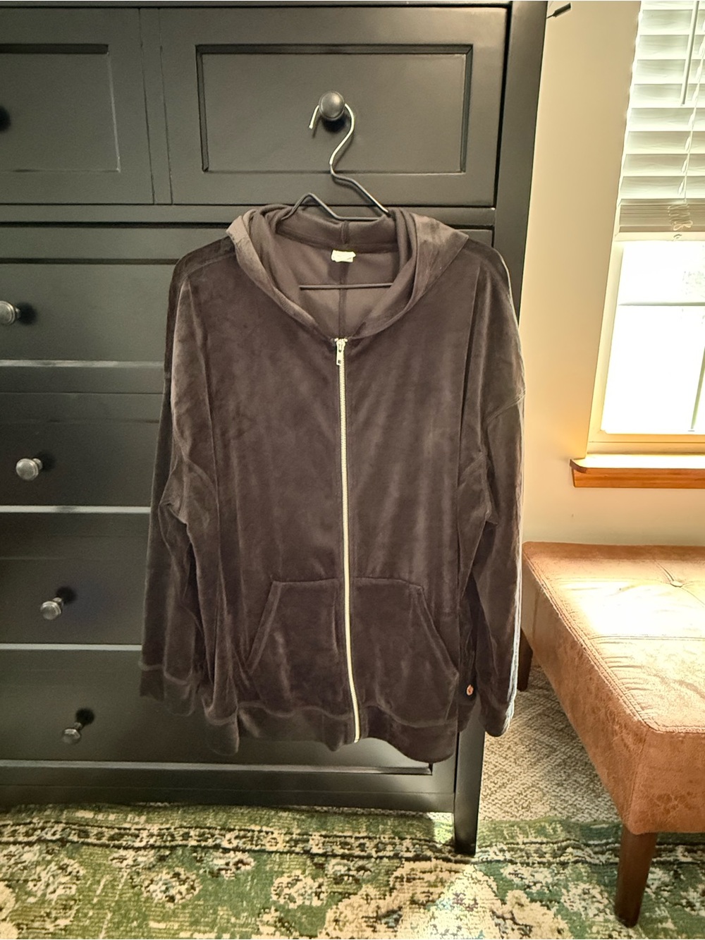 Lane Bryant Livi Active Black Velour Zip Hoodie